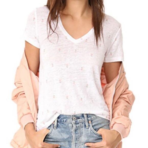 Rails Cara Pineapple Tee Short Sleeve Linen Blend T-Shirt XS - Picture 1 of 10
